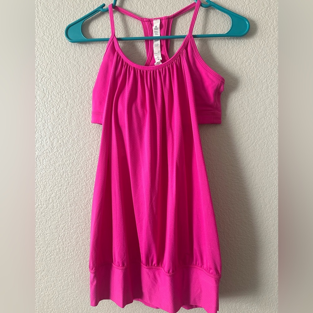 lululemon athletica hot Pink workout top shirt sports bra with over shirt size 6